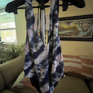 Billabong Tie-Dye One-Piece Swimsuit in Navy Blue, Pink, White